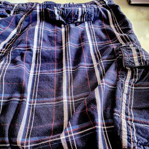 Big and Tall Shorts Dark Blue Plaid